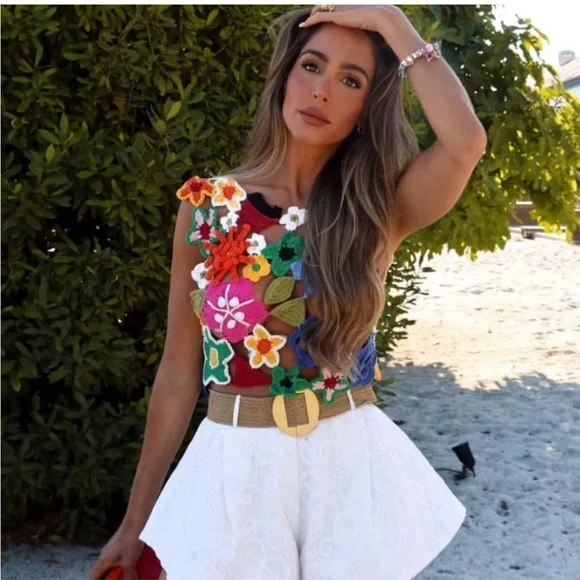 NWT Zara Floral Crochet Crop Top - Picture 1 of 16